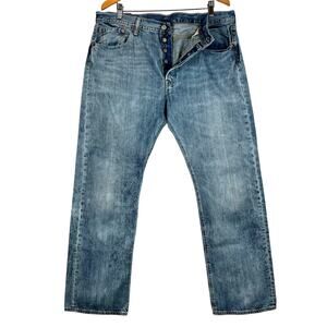 VTG Levis 501 Jeans Mens 38x30‎ Blue Straight Button Fly Stone Wash Y2K Denim
